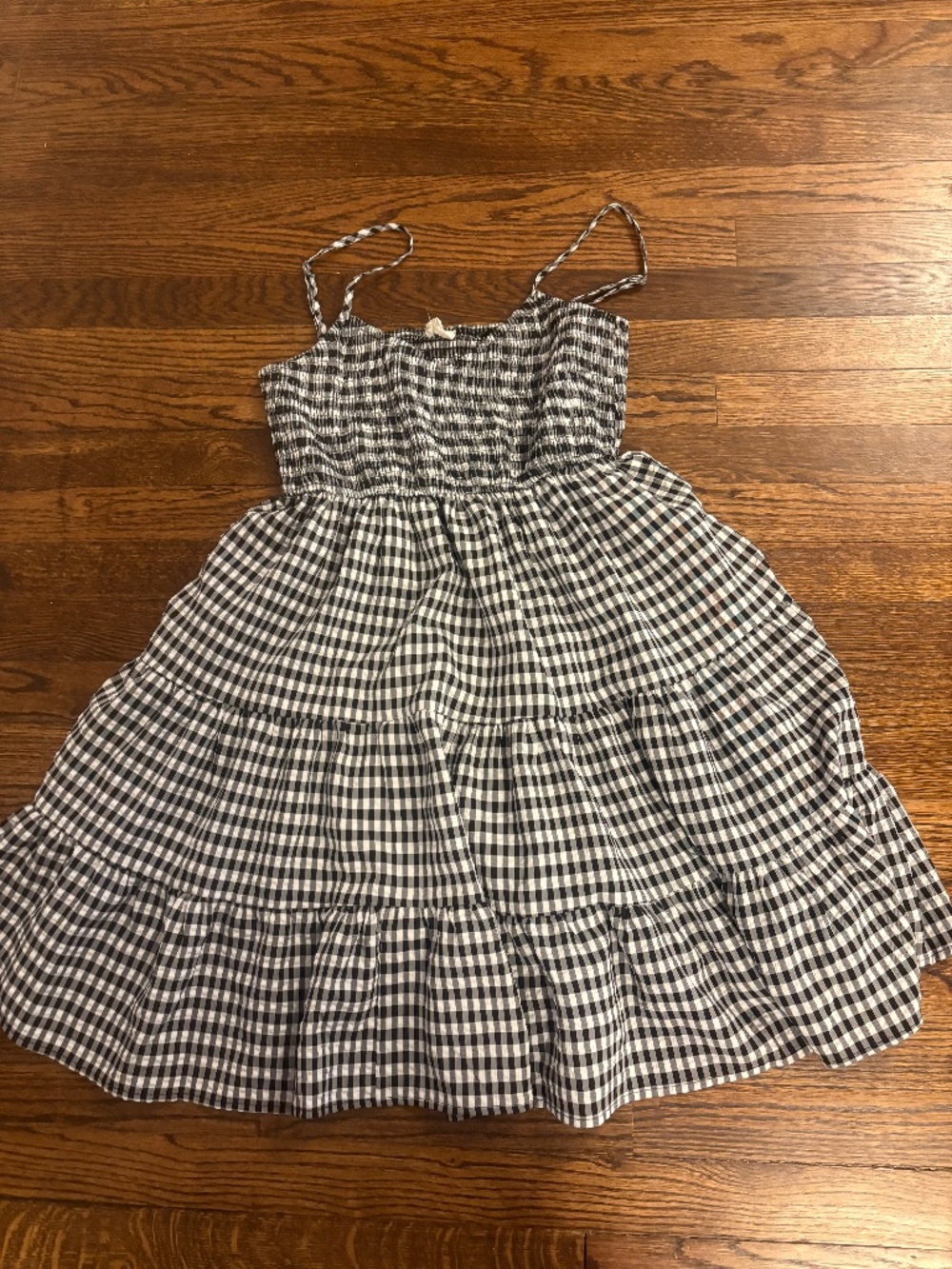 BIBI- Ruched Top Gingham Babydoll Dress- Large